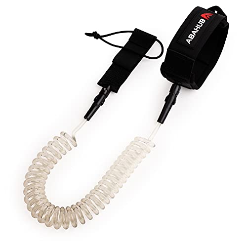 Abahub Leash SUP Premium Coil, 10 pés de leash de prancha enrolada, 7,2mm de cinta espessa para pran