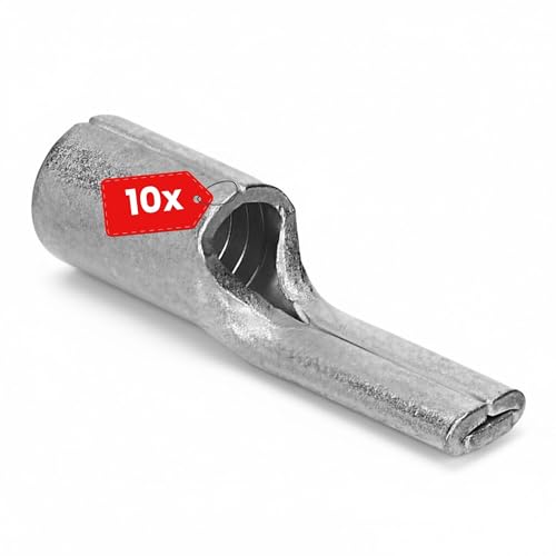 10 Stück Kalitec Stiftkabelschuh 16mm² unisoliert aus Kupfer gewalzt, verlötet und verzinnt I Kabelschuhe in Stiftform für Batteriekabel I Dorntyp Flach Innendurchmesser 5,9mm I Länge 28mm