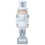 Sunnydaze 3ft Sterling The Silver Nutcracker Christmas Decoration - Polyresin Indoor or Outdoor Nutcracker Statue