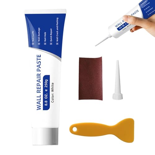 Woalopted Kit De Reparación De Paredes - Masilla Blanca de Alta Adhesión Impermeable y Duradera - Kit Reparación Pared Seca Con Espátula | Para Garaje Dormitorio Apartamento Huecos Agujeros Grietas