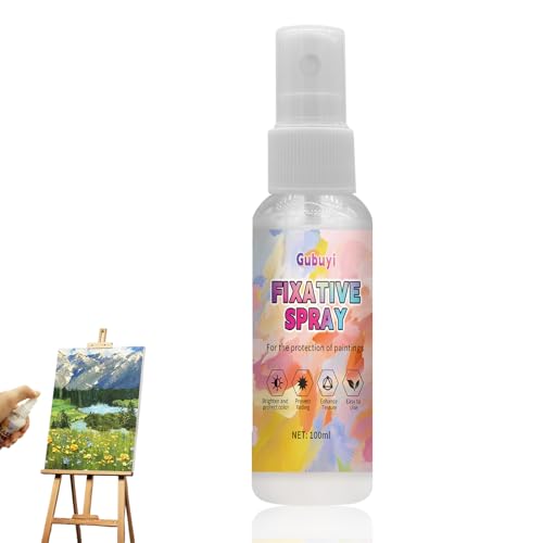 Gubuyi 100ml Fissativo per Pastello, Vernice Lucida Trasparente, Vernice Fissativa, ad Asciugatura Rapida, per Carbone, Matita, Pastello, Acquerello, Guazzo