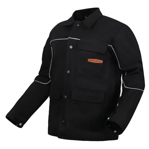 Image of ARCCAPTAIN Welding Jacket, 11oz Flame Resistant (FR) Cotton Welding Jackets for Men and Women, Durable Welder Jackets With 4 Multi-purpose Pockets for Welder