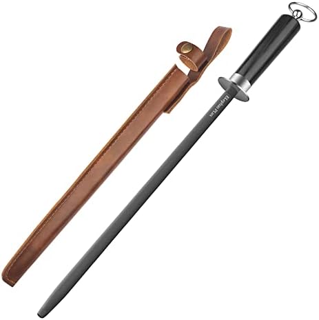 Sharpening Steel Rod,12 inch,High carbon steel Knife sharpener, Ebony wood Wood Handle Knife sharpener, Home Kitchen Knife sharpener