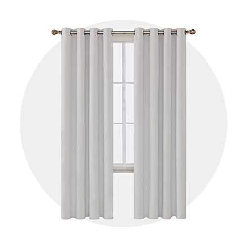 Image of Deconovo Blackout Curtain Room Darkening Panel for Bedroom or Living Room Grommet Thermal Insulated Lighting Reduce Drape 52 x 95 Inch Greyish White 1 Panel