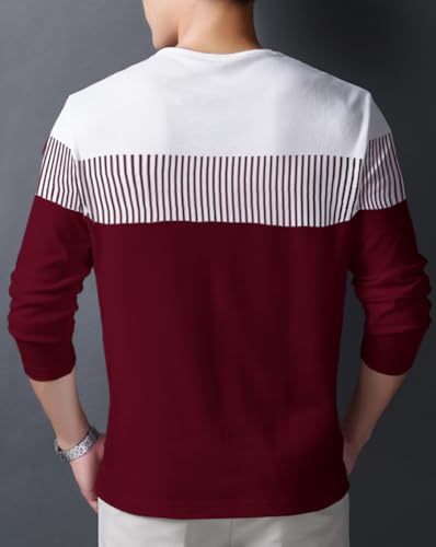 Image of Noble Monk Men Full Sleeve Round Neck T-Shirt | Printed Sleeves |Regular fit Tshirt for Men