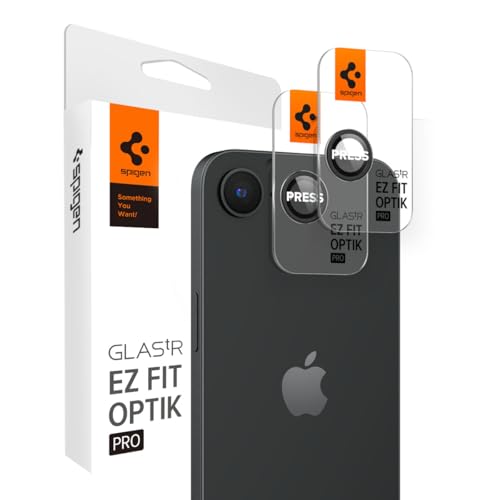 Spigen EZ Fit Optik Pro Tempered Glass Camera Lens Protector Guard for iPhone 16e - 2 Pack (Black)