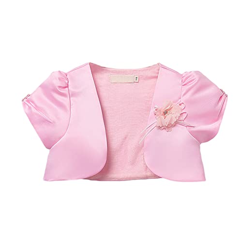 Girls Short Sleeve Bolero Shrug Satin Open Front Cardigan Shawl Princess Evening Dress Cape