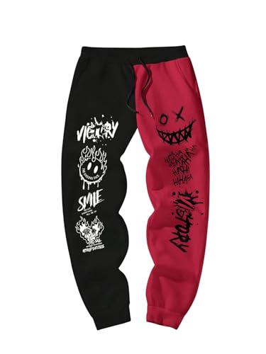 SHENHE Men's Color Block Graphic Sweatpants Drawstring Gym Joggers Pants with Pockets2