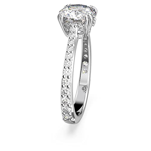 Swarovski Anello Cocktail Constella, Taglio Tondo, Pavé, Bianco, Placcato Rodio - 3
