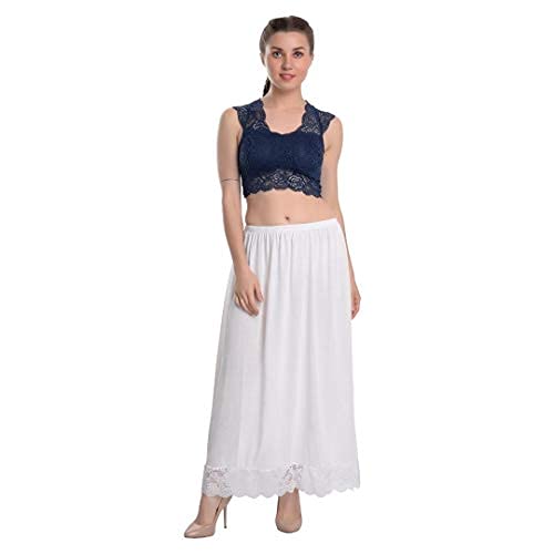 body figure Women Hosiery Petticoat for Women and Girls, Inskirt, Underskirt Women's Cotton Inskirt Saree Petticoats (Medium) White-picture-30