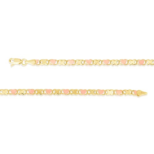 Floreo 10k Yellow Gold XOXO X and Heart Double Link Bracelet, 3.5mm2
