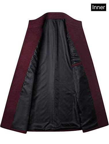 Ftcayanz Men's Trench Coat Wool Blend Slim Fit Top Coat Single Breasted Business Overcoat Black Medium #TOP3