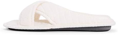 MUK LUKS womens Women's Ada Micro Chenille Cross Cross Slipper, Daisy White, Large US | Image 7