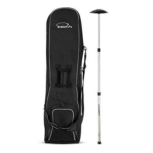 Intech Golf Travel Cover with Wheels Bundle with Crossbar Golf Travel Bag Support Rod