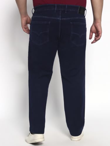 Image of Cotton Comfort Fit Jeans for Men | Full-Length Solid Denim Pants with Button Closure, Embroidered Design, Mid-Rise Casual Trousers for Daily | Classic Jeans for Office Bottoms (DI-249)