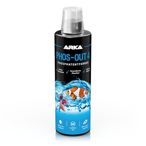 Phosphatentferner Aquarium – ARKA Phos-Out 4 – 473 ml – flüssiger PO4-Entferner für Süß- & Meerwasser – sofort wirksam, ohne Lanthan – verbessert Wasserqualität & verhindert Algen