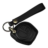 TECART Leather Key Case Cover with Keychain Fit for Suzuki Vitara Swift Ignis SX4 Liana Alto Baleno Jimny Karimun Wagon R Car Key Case Accessories Key Cover 2 Button Black