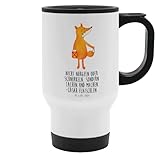 Mr. & Mrs. Panda Edelstahl Thermobecher Fuchs Laterne - Geschenk, Laternenumzug, Kaffeebecher, Füchse, Thermotasse, Liebeskummer Spruch, Aufmuntern, Isolierbecher, To Go Becher, Sankt Martin