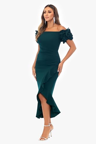 Xscape Women's Off The Shoulder Ruffle Sleeve Midi Dress (Standard & Petite)2