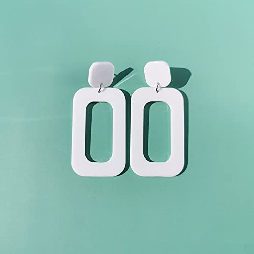 80S Women Colors Retro Earrings Geometric Dangle Neon Earrings For Party Costume Accessory-White #TOP2