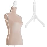 Female Mannequin Adjustable Dress Form-52”-67”Adjustable Height Mannequin Body，Large Torso Tripod Stand Display，for Sewing Dressmaker Clothing Dress Jewelry Display(Khaki)