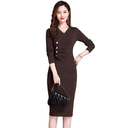 Robe en laine tricotée pour femme JYHBHMZG mi-longue et moulante idéale pour l'automne et l'hiver