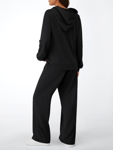 AUTOMET Womens 2 Piece Outfits Sweatsuits Lounge Matching Fall Sets Jogging Suit Oversized Hoodie Wide Leg Sweatpant Clothes4