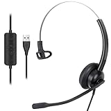 Superior Audio Clarity: Equipped with a high-definition microphone, this USB headset minimizes audio distortion to deliver crystal-clear communication. Its 350° rotatable mic design allows for flexible placement on either side, ensuring your voice is...