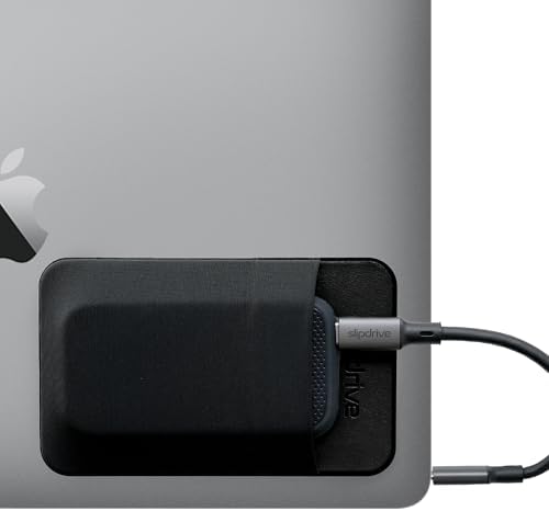 Slipdrive - Portable Hard Drive Sleeve for Laptop - SSD Solid State Drive - Reusable Adhesive - Stick on External Hard Drive Carrying Case - Pocket Pouch (Black)