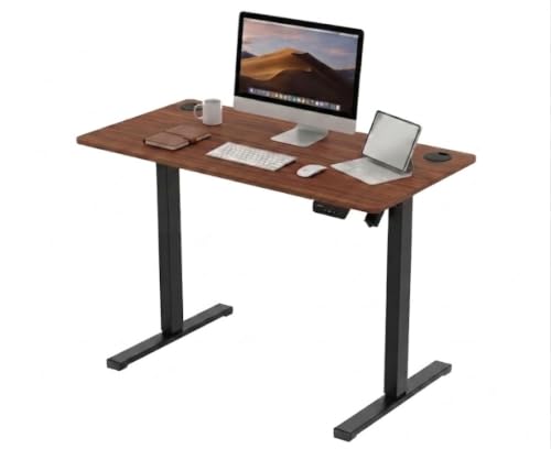 Image of SE1 Lite Standing Desk, Two-Piece Tabletop, 110 x 60 cm (Walnut Brown /Black, 110.0, Centimeters, SE1 Lite)