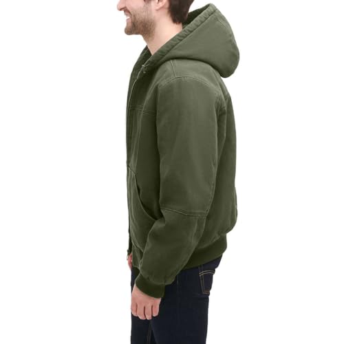 GH Bass Men's Cotton Canvas Bomber with Buffalo Plaid Flannel Sherpa Hood3