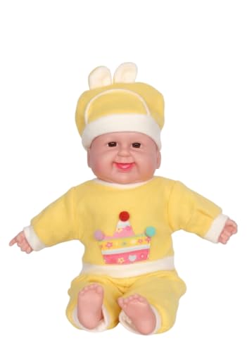 Image of MEMAN Cute Baby Boy Doll - Soft Plush Teddy Toy with Touch Sensor, Talking & Musical Features for Kids, Boys & Girls | Interactive Playtime Companion (Yellow)