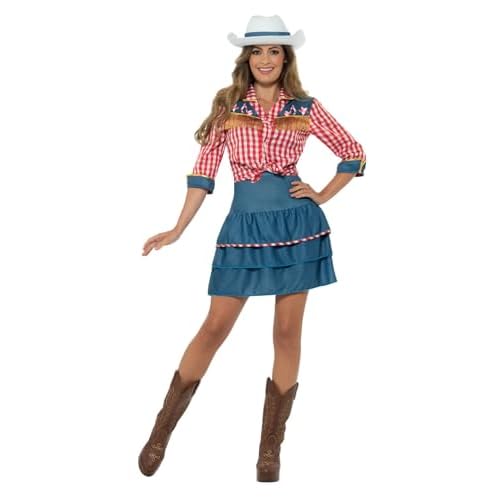 Smiffys Disfraz de muñeca de rodeo, Azul, con falda, camisa y gorro