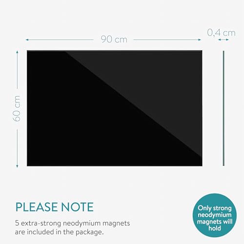 Navaris Pizarra magnética de Vidrio - Tablero de Notas de Cristal de 90 x 60 CM - Tablón de recordatorios con rotulador imanes y Soporte - En Negro - imagen 6