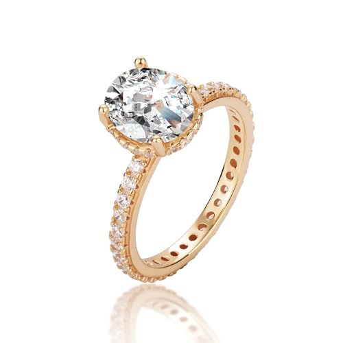 2 Carat Oval Moissanite Engagement Ring 925 Sterling Silver Plated 18K White Gold Promise Rose Gold Ring For Women2