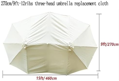 Double-Sided 15'x9' Patio Umbrella Replacement Canopy - Large Sunshade Top with 12 Ribs for Outdoor Garden, Deck, and Patio Use - Durable Fabric for Enhanced UV Protection