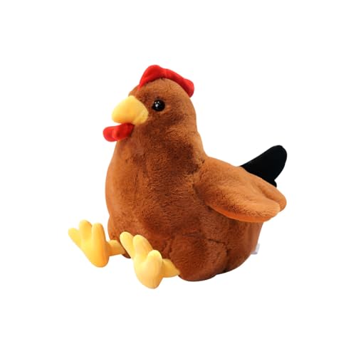 JPORSHU 12 Inch Soft Chicken Stuffed Animal，Realistic Rooster Plush Toy，for Kids Girls Boys on Easter Christmas Birthday Room Decor (brown-12 inche)