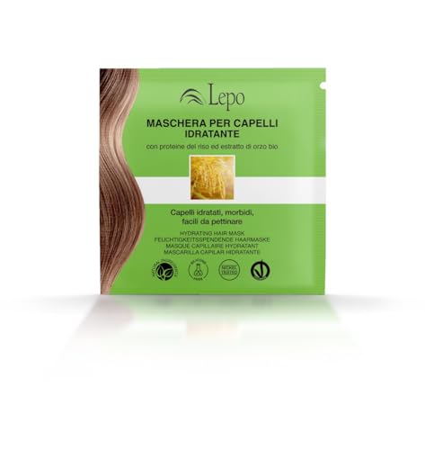 LEPO | Maschera Capelli Idratante 20 ml con Proteine del Riso e Estratto di Orzo Bio,Trattamento Nutriente per Capelli Sani