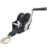 1500 lbs Boat Winch Hand Winch Hand Crank Winch with 10m (32ft) Strap Manual Winches Two-Way Adjusta