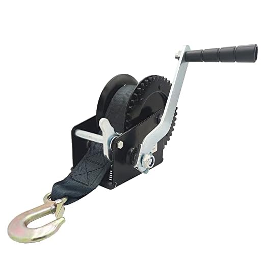1500 lbs Boat Winch Hand Winch Hand Crank Winch with 10m (32ft) Strap Manual Winches Two-Way Adjustable Boat Trailer Winch Corrosion Resistant Towing Winches