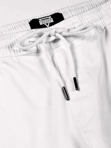 Image of Thomas Scott Men's | Solid | Light Weight | Breathable Fabric | Elasticated Waist | Mid Rise | Regular Fit | Cotton Blend | Drawstring | Chino Trouser | Pants
