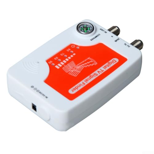 TF-02 - Medidor digital de intensidad de señal de TV con brújula, detector de señal DVB-T para VHF/UHF 40-862 MHz, indicador LED, alimentación de 5 V, no requiere batería