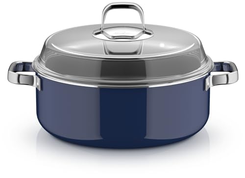 WMF Fusiontec Mineral Pro, Tim Raue Edition, Dutch Oven with Lid, 28 cm, Durable, Scratch-Resistant Material, Roasting Dish with Lid, Suitable for All Types of Cookers, Made in Germany, Ocean Blue