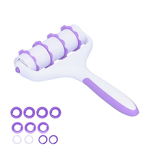 Fondant Cutter Wheel Roller Pastry Mold Dough Lattice Cutter Embosser Set DIY Baking Tool for Cake Decorating Purple Plastic 19.5x13cm 217g