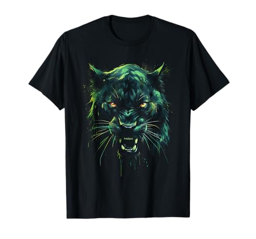 Image of Panther with beautiful green eyes black panthers T-Shirt