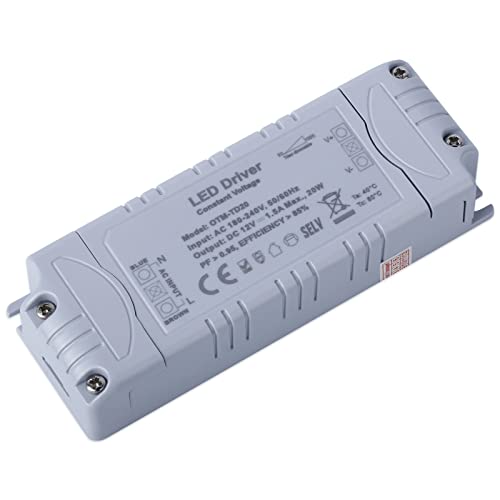 VARICART LED Trafo 12V Dimmbar 20W, TRIAC Netzteil 230V auf 12V DC 1.66A, Konstantspannungs Ausgang LED-Treiber, Stabil kein Flimmern, kein Transformator Rausche, für LED Streifen MR11 G4 MR16 GU5.3 Cover