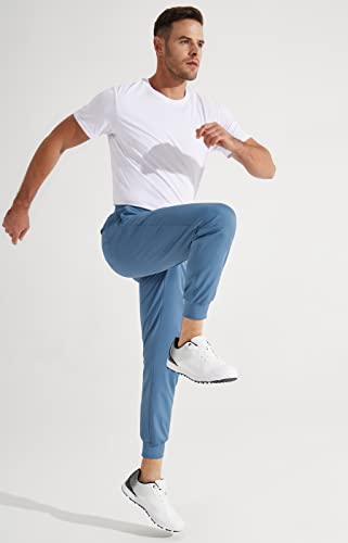 Libin Men's Joggers Pants With Zipper Pockets Stretch Tapered Sweatpants For Men Golf Traning Athletic Track Running Workout Travel Casual, Plateblue, L #TOP5
