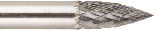 Image of Drill America SG-1 Carbide Burr /Rotary File Tree Pointed-End Double Cut for Die Grinder 1 /4 inch Dia. x 5 /8 inch Cut Length with 1 /4 inch Shank and 2 inch Overall Length, DUL Series