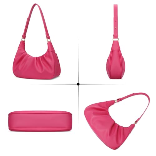 Image of KKXIU Shoulder Bag Crescent Handbag Ruched Purse Underarm Bag Mini Hobo for Women