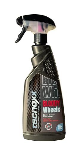 Tecnoxx Bloody Wheels – Limpia llantas descontaminante férrico profesional con efecto sangrado | Sin frotar, elimina óxido, polvo de freno y suciedad | Seguro para todo tipo de llantas – 750mL